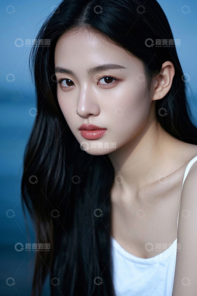 高清大图下载【趣麦麦图】亚洲女性近景面部特写