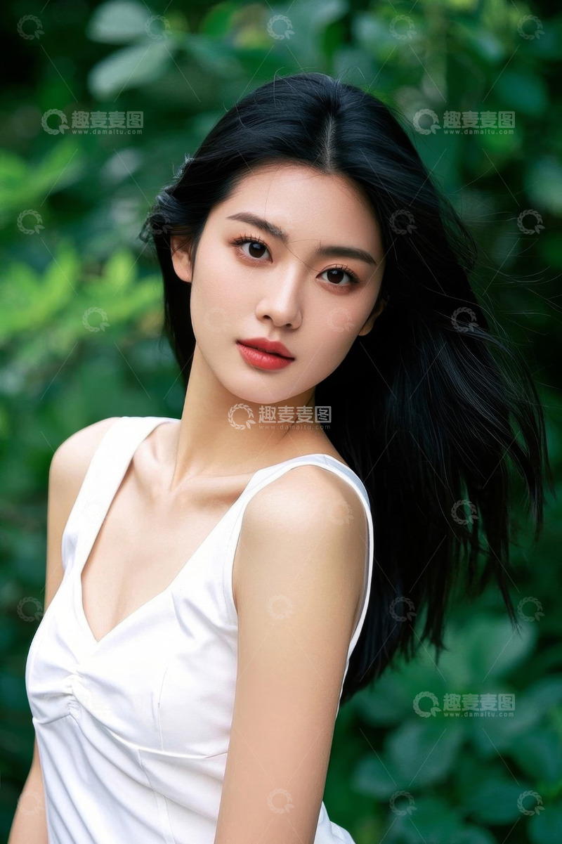 高清大图下载【趣麦麦图】户外白衣女性特写