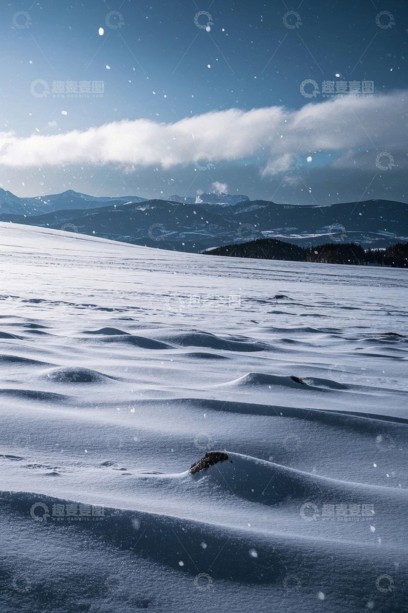 高清大图下载【趣麦麦图】雪覆盖的山地自然风光