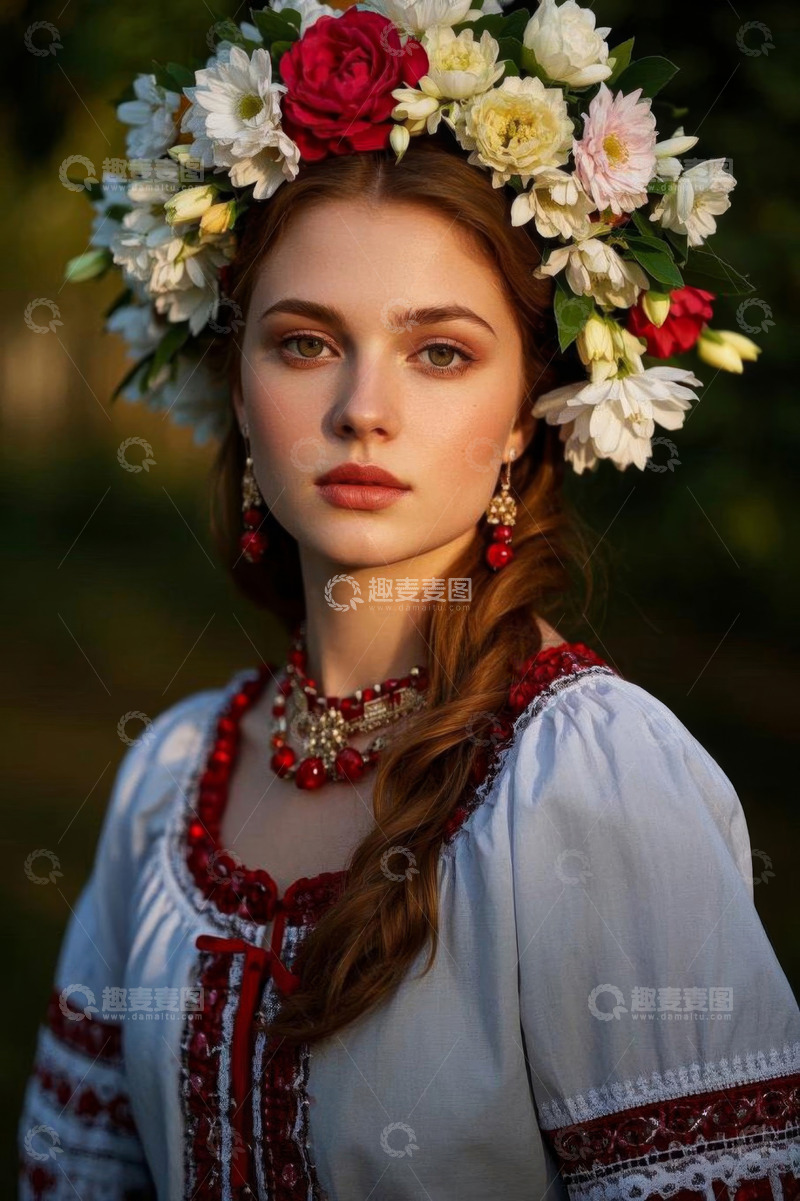 高清大图下载【趣麦麦图】戴花环穿民族服饰的女子