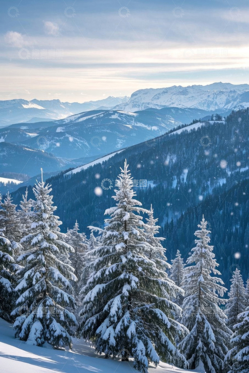 高清大图下载【趣麦麦图】雪山森林雪景自然风光