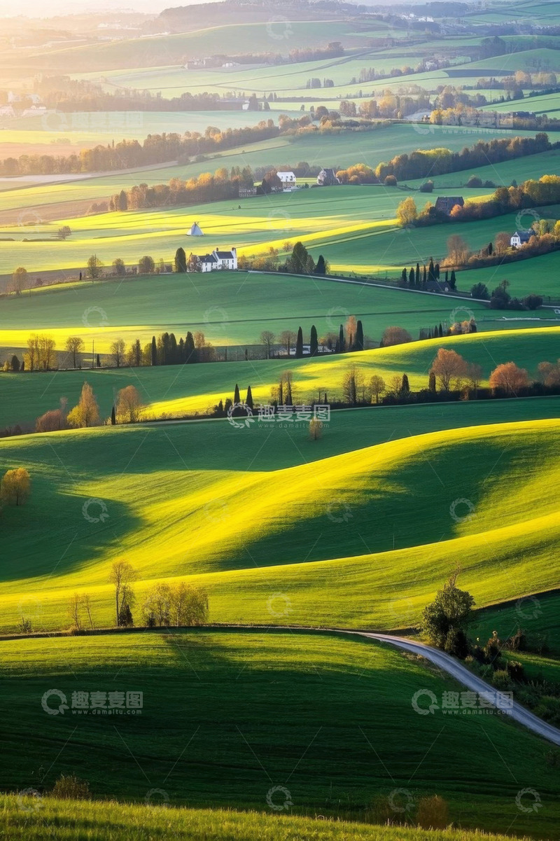 高清大图下载【趣麦麦图】田园乡村绿色田野风光