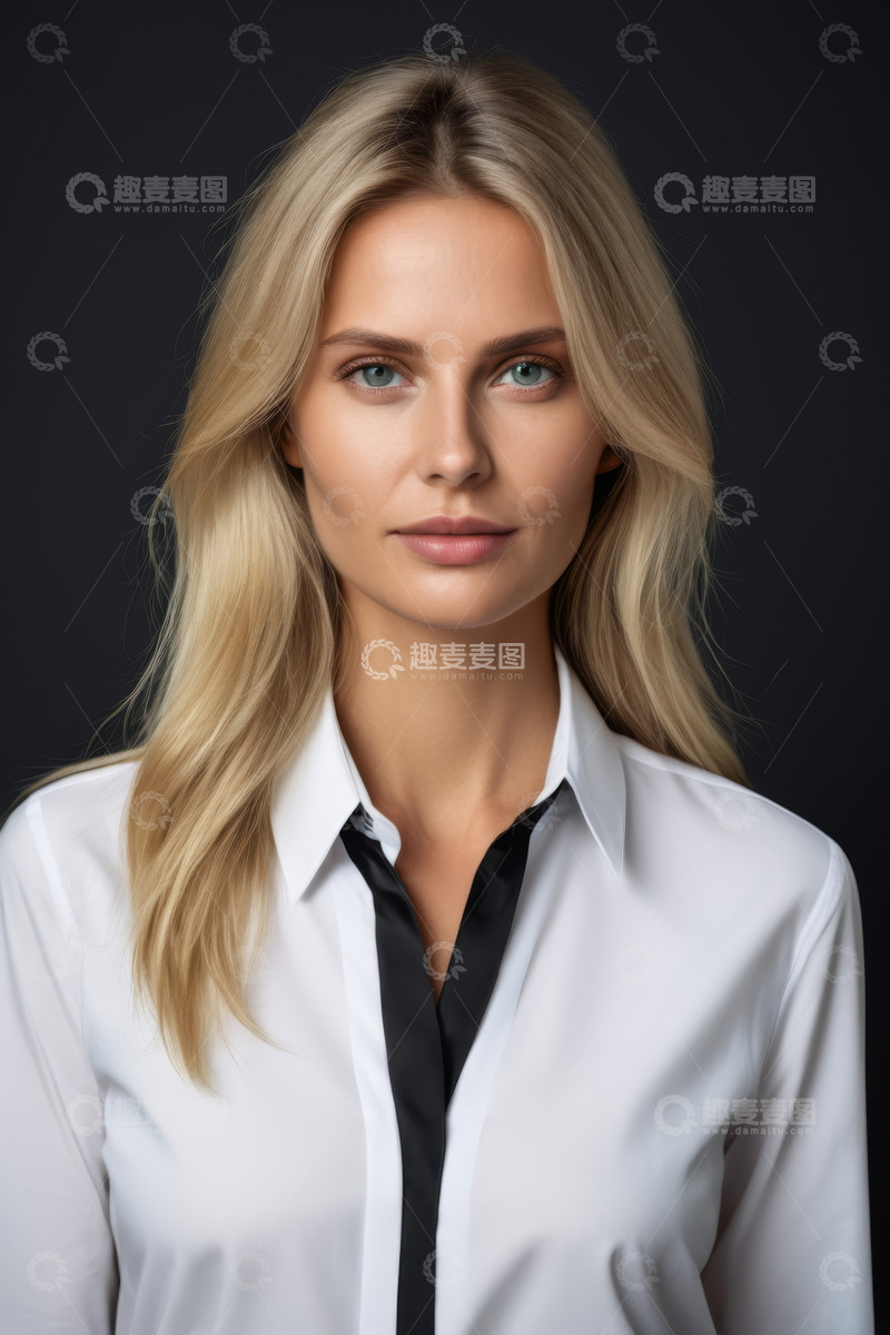 高清大图下载【趣麦麦图】金发女子职业装正面肖像