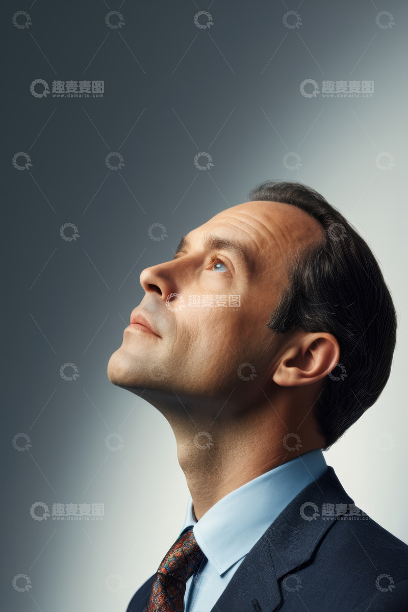 高清大图下载【趣麦麦图】西装男人仰头特写