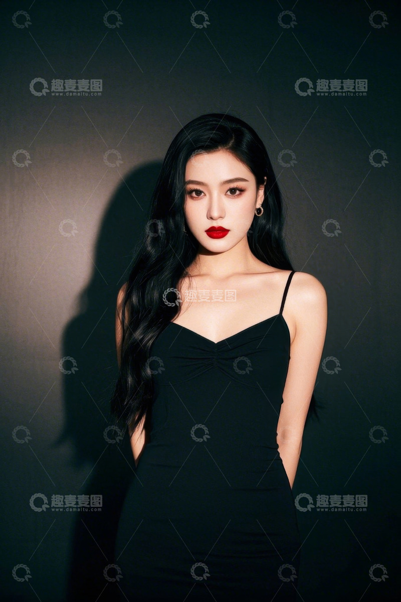 高清大图下载【趣麦麦图】黑衣女性时尚肖像