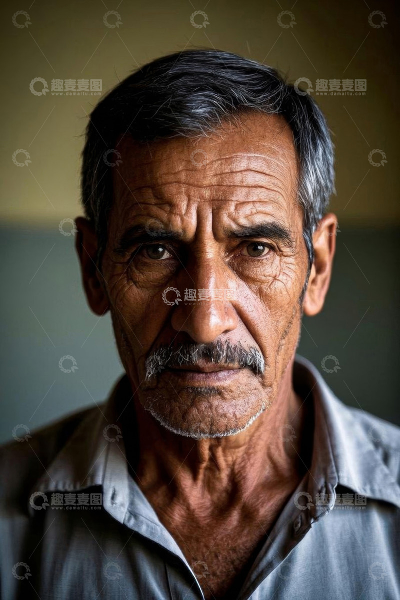 高清大图下载【趣麦麦图】中老年男性面部特写肖像