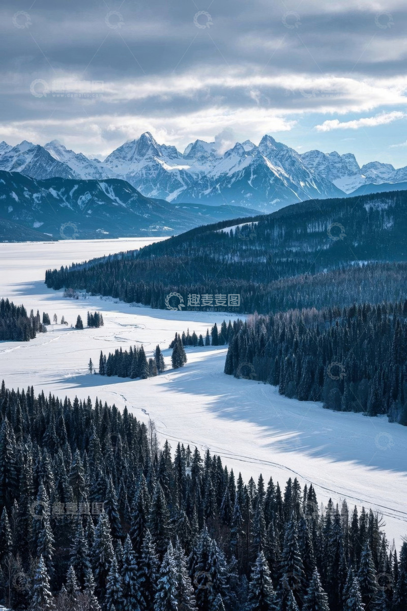 高清大图下载【趣麦麦图】雪山森林冬季自然风光