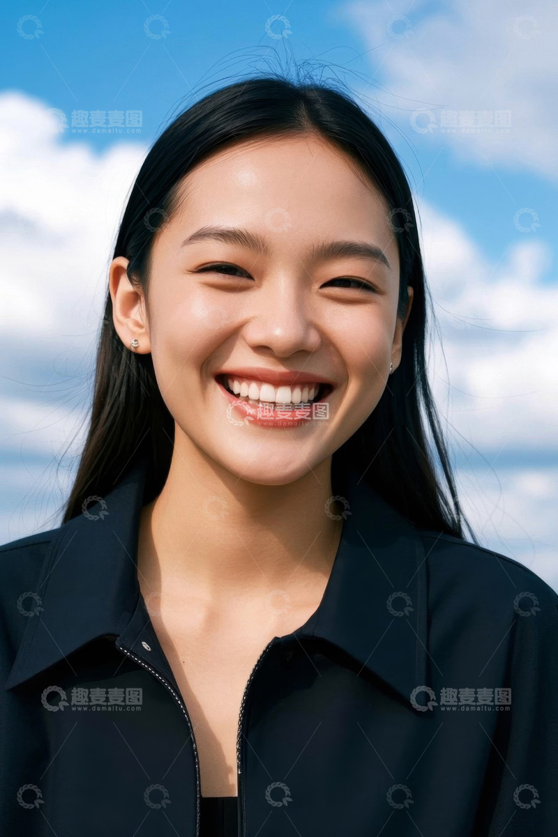 高清大图下载【趣麦麦图】户外微笑女性肖像