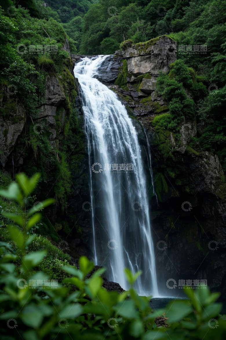 山间瀑布自然景观