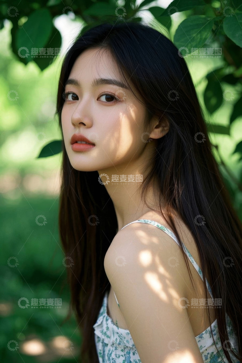 高清大图下载【趣麦麦图】户外女子侧颜特写