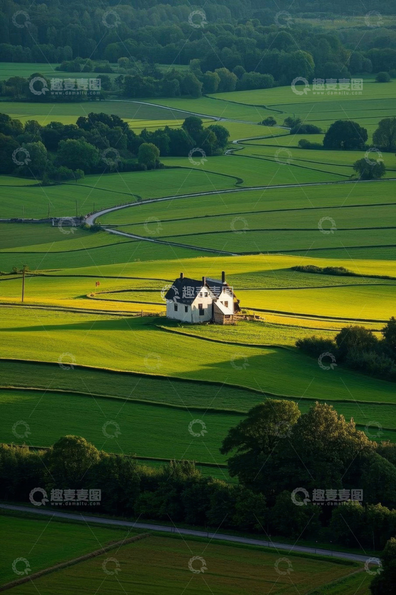 高清大图下载【趣麦麦图】田园中坐落的小屋