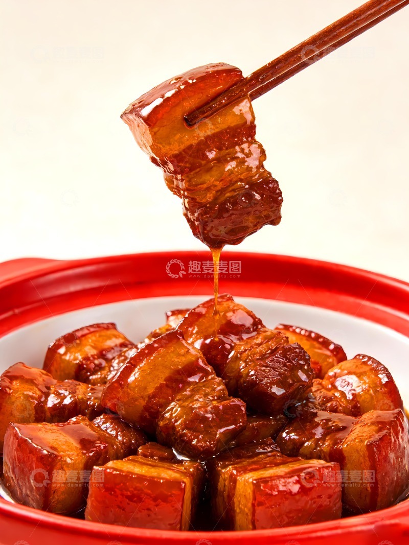 高清大图下载【趣麦麦图】筷子举起一块红烧肉