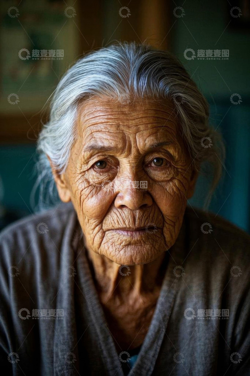 高清大图下载【趣麦麦图】老年女性面部特写肖像