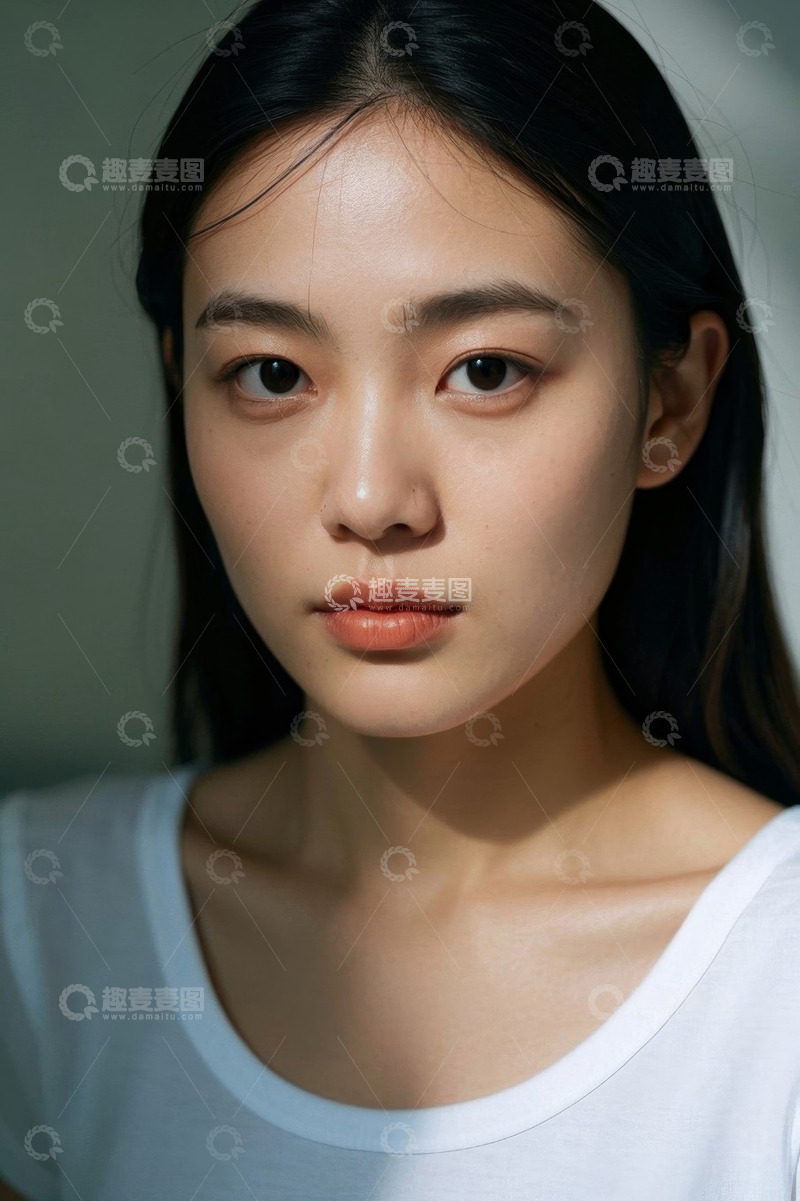 高清大图下载【趣麦麦图】年轻女子面部特写肖像