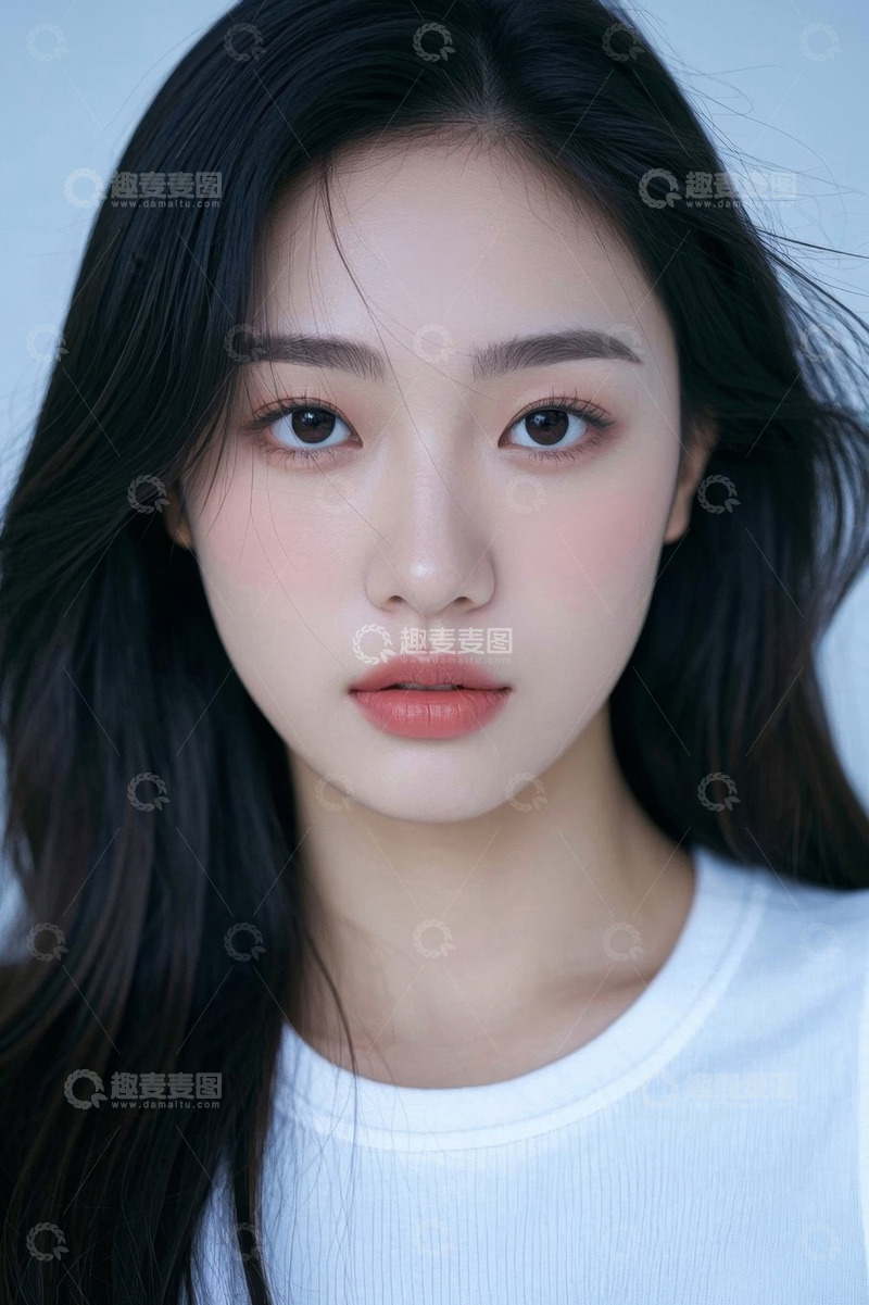 高清大图下载【趣麦麦图】亚洲女性近景面部特写