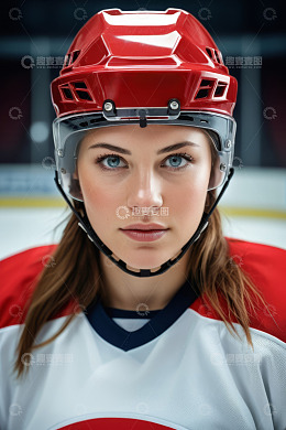 女性冰球运动员赛场肖像