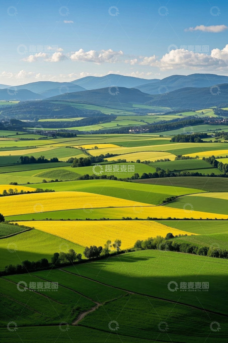 高清大图下载【趣麦麦图】田园风光田野山丘全景