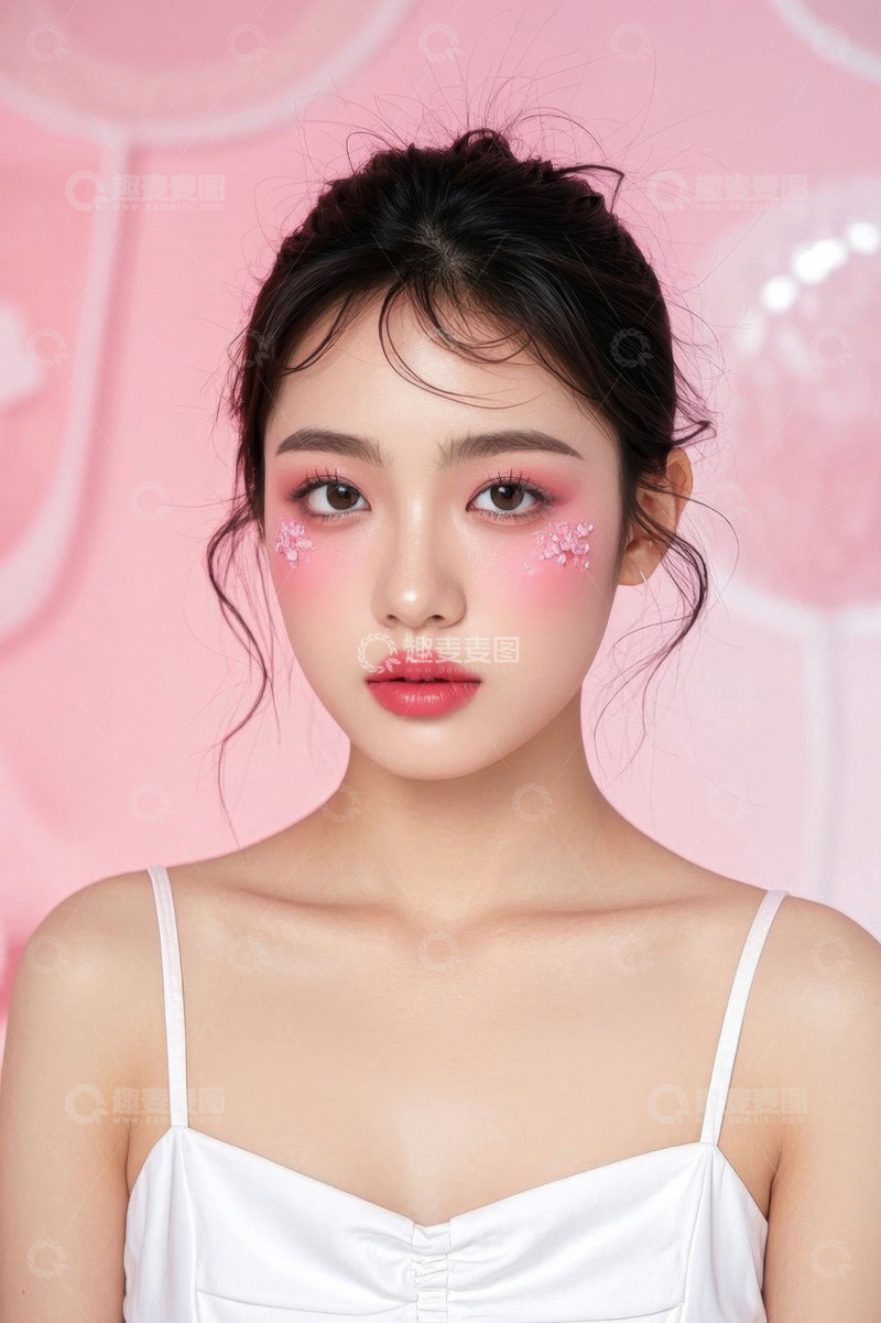 高清大图下载【趣麦麦图】化精致妆容的年轻女性肖像