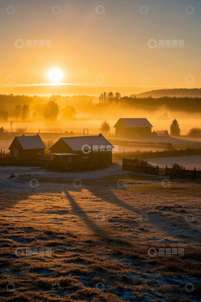 高清大图下载【趣麦麦图】乡村日出晨景