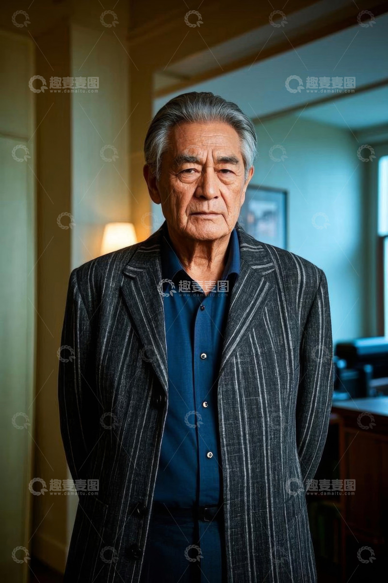 高清大图下载【趣麦麦图】室内站立的老年男性肖像