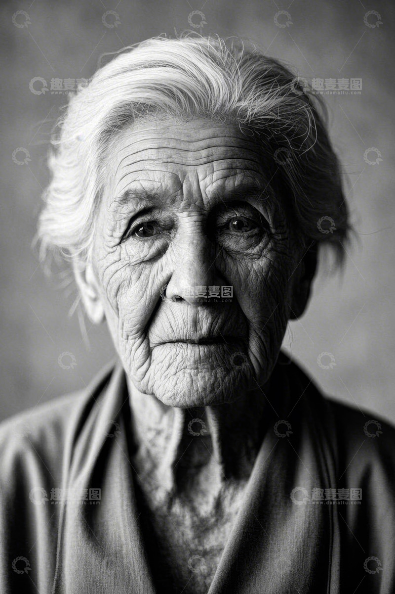 高清大图下载【趣麦麦图】老年女性面部特写肖像