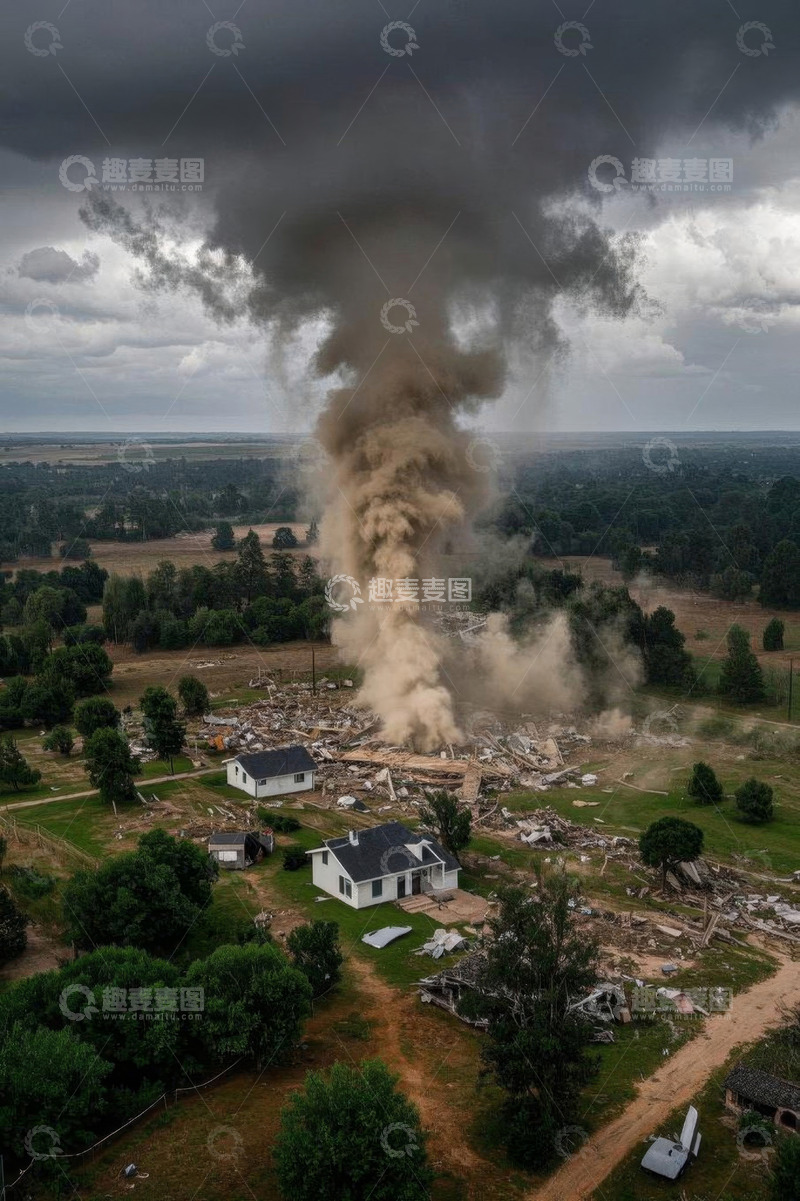 高清大图下载【趣麦麦图】房屋拆除现场航拍图