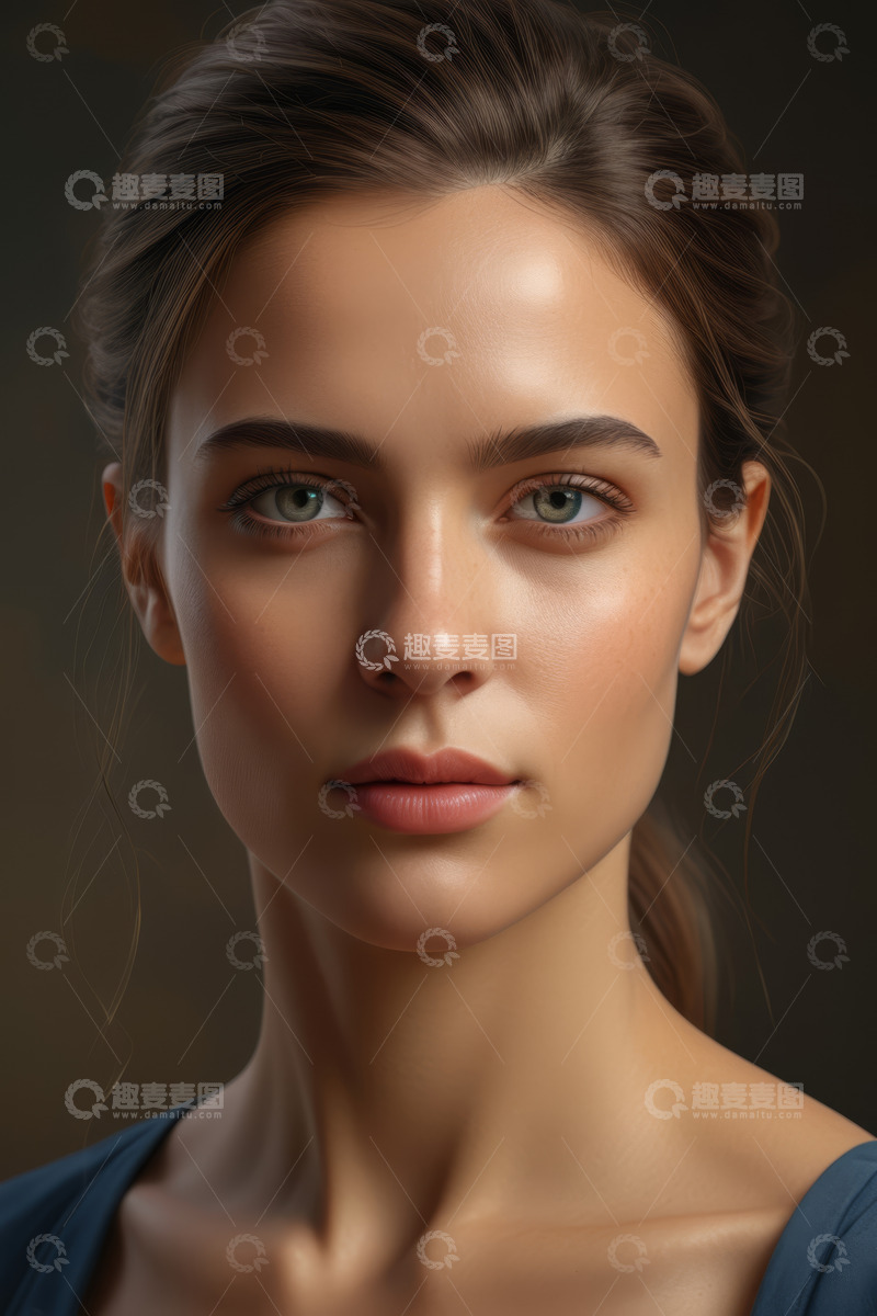 高清大图下载【趣麦麦图】年轻女性面部特写肖像