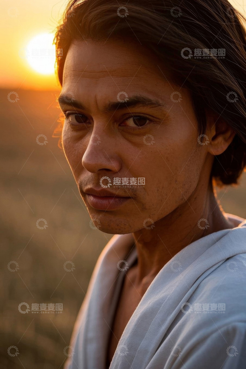 高清大图下载【趣麦麦图】户外男子逆光肖像