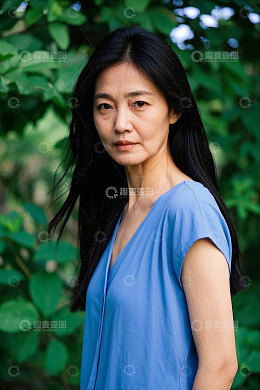 亚洲中年女性户外肖像