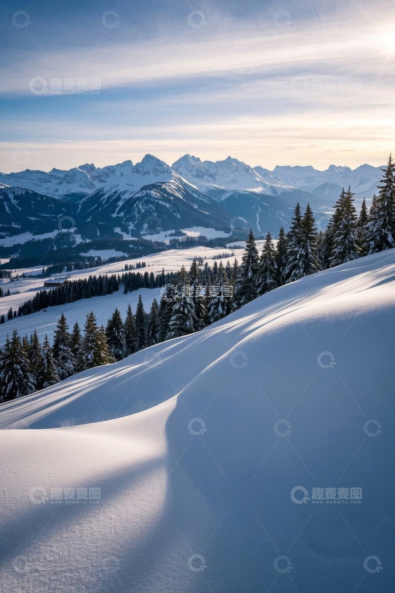 高清大图下载【趣麦麦图】雪山森林冬日自然风光