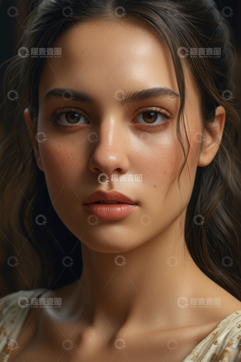 高清大图下载【趣麦麦图】年轻女性人物肖像特写素材