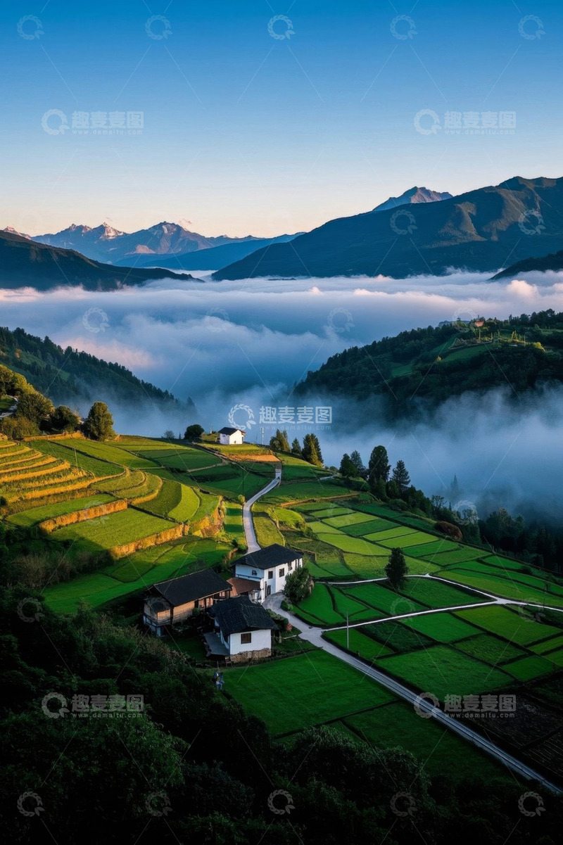 高清大图下载【趣麦麦图】山间梯田云海田园风光