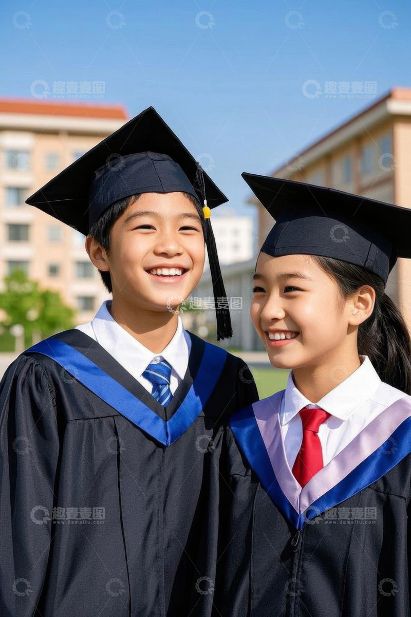 高清大图下载【趣麦麦图】穿学士服的学生校园合影