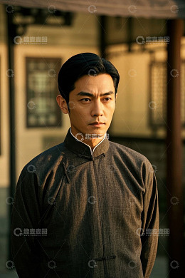 身着中式服装男子的肖像