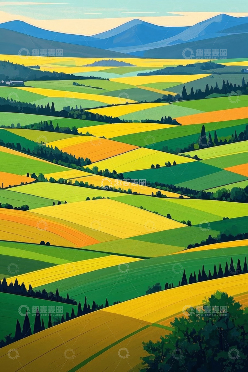 高清大图下载【趣麦麦图】多彩田野田园风光全景