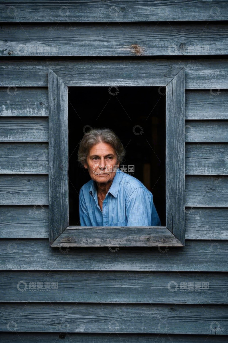高清大图下载【趣麦麦图】窗边的老年女性肖像