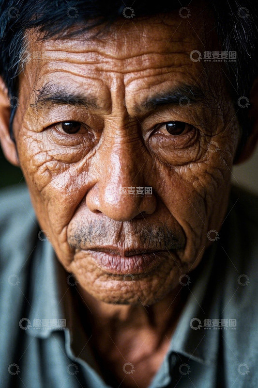 老年男性面部特写肖像