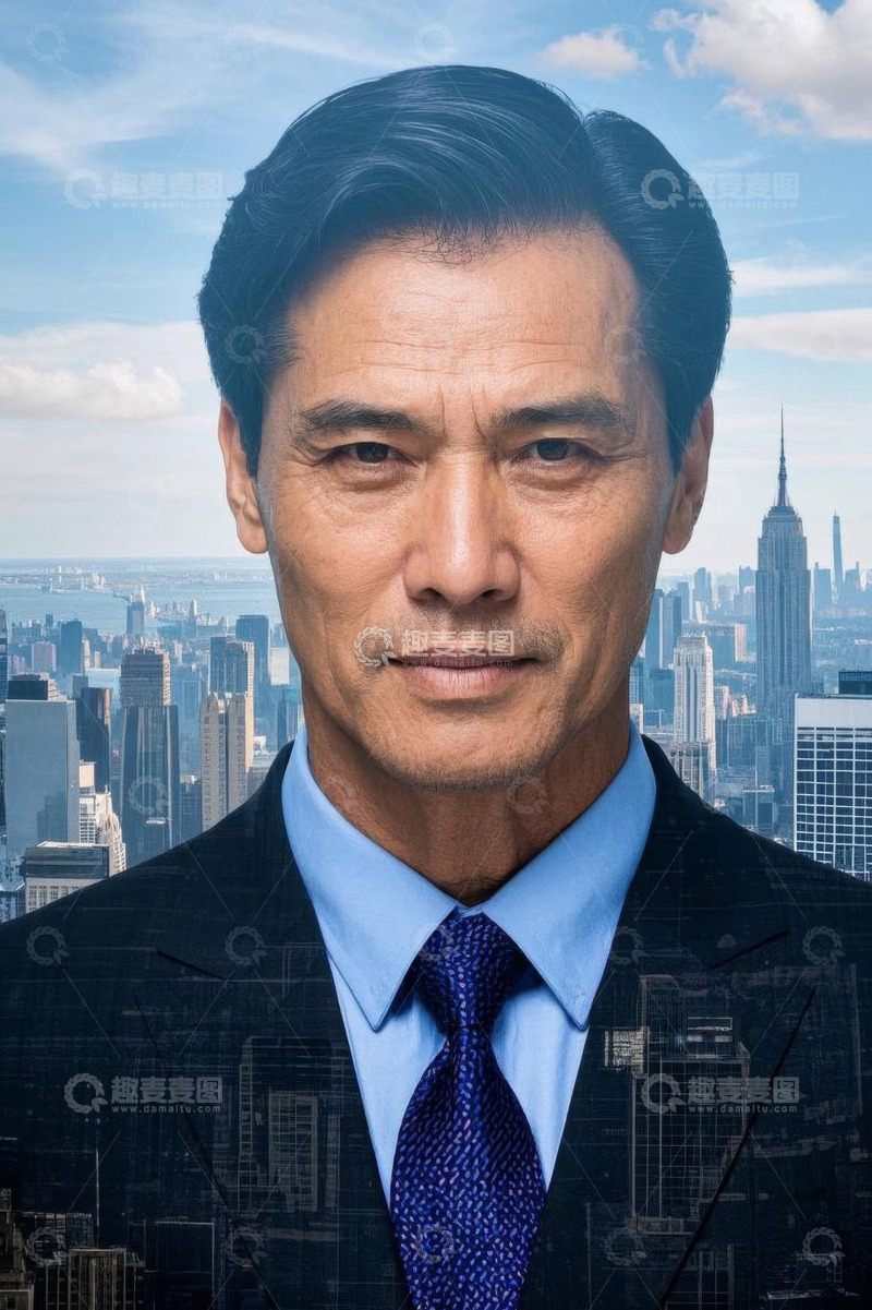 高清大图下载【趣麦麦图】亚洲商务男士城市背景肖像