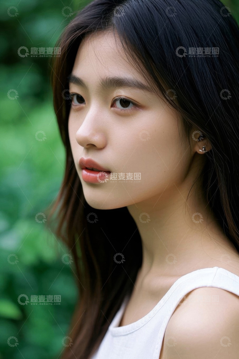 高清大图下载【趣麦麦图】户外女性侧脸肖像