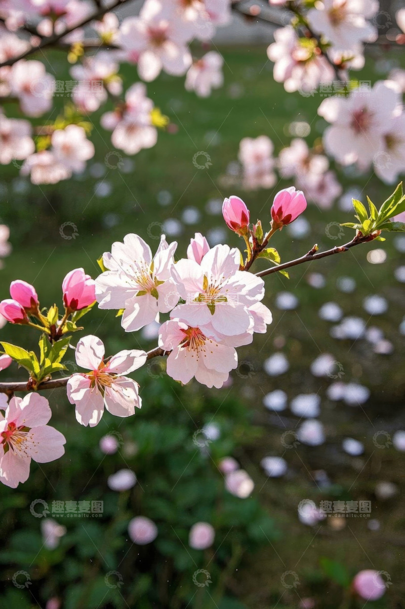 高清大图下载【趣麦麦图】盛开的粉色桃花枝