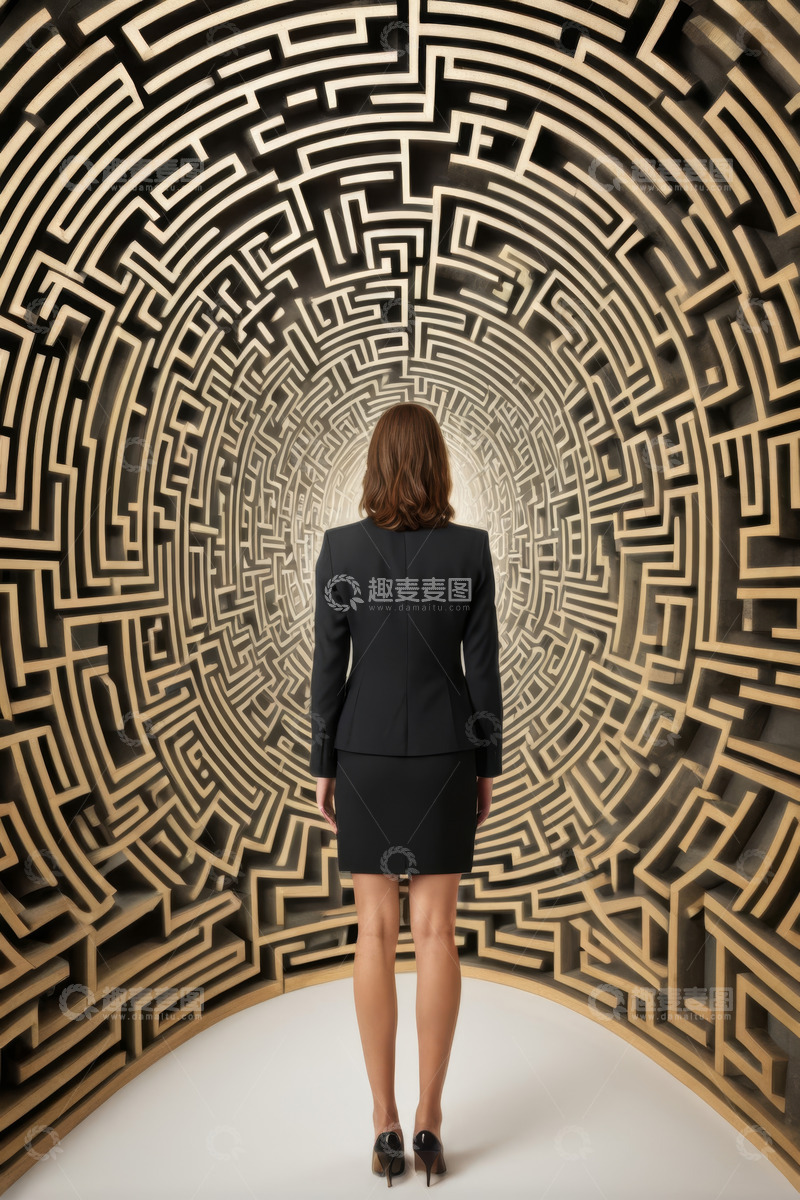 高清大图下载【趣麦麦图】职业女性面对迷宫场景素材