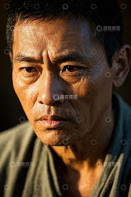 亚洲中年男子面部特写