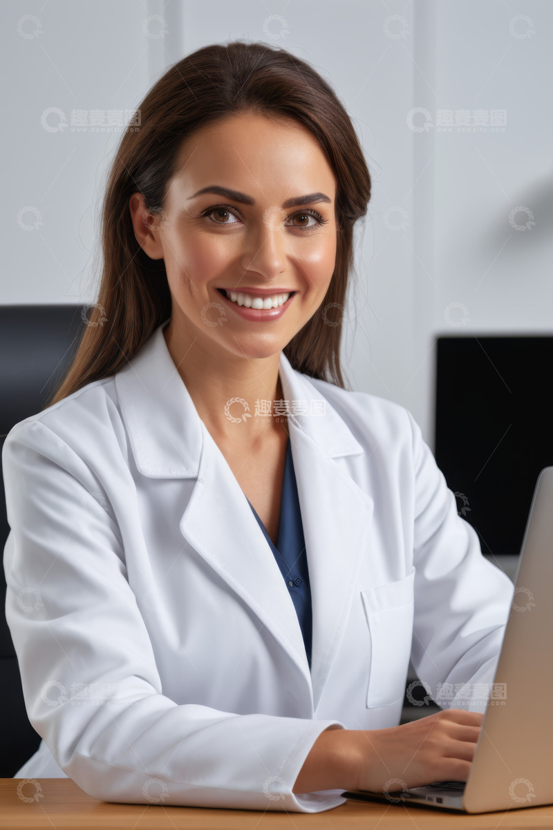 高清大图下载【趣麦麦图】女医生使用笔记本电脑工作