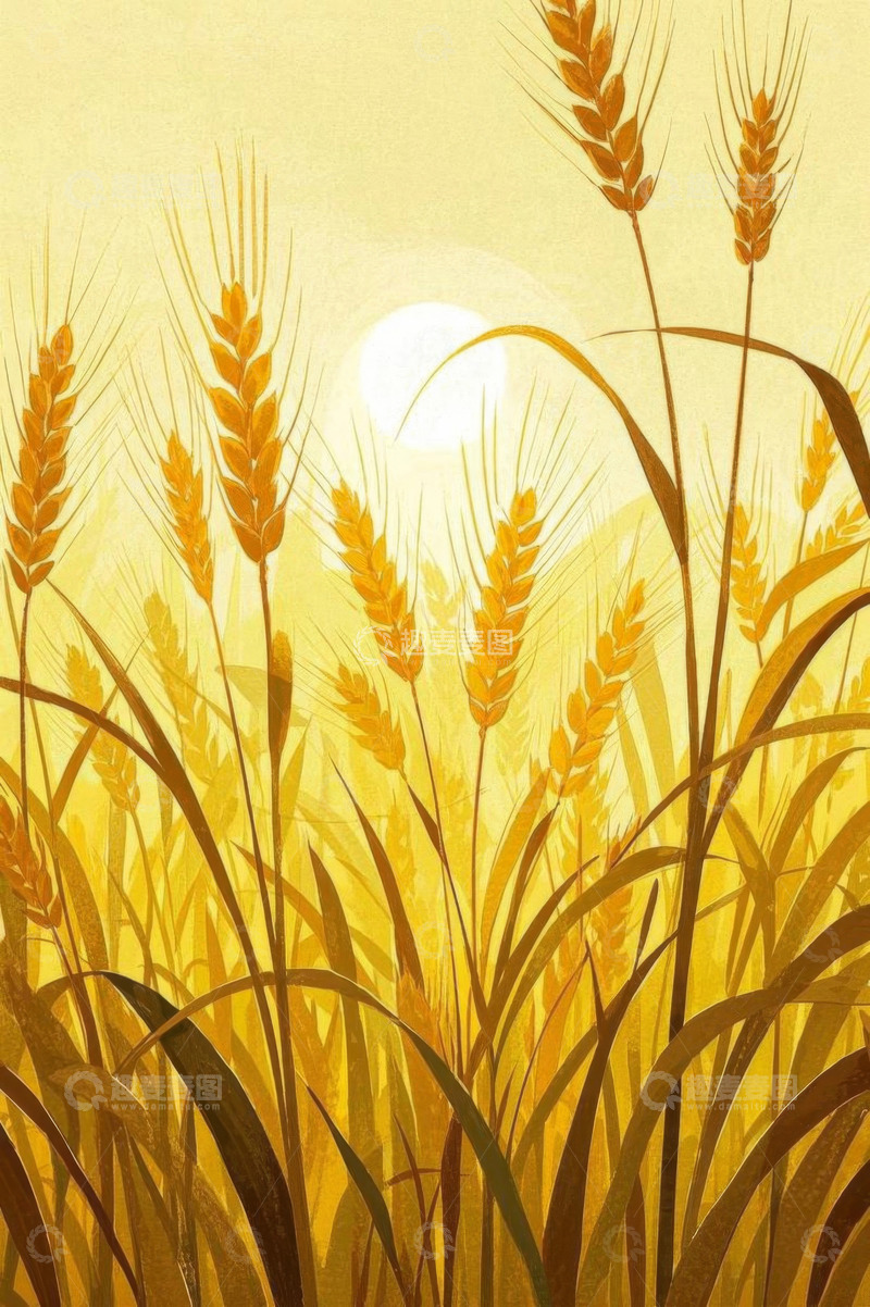 高清大图下载【趣麦麦图】金黄麦田与落日风光