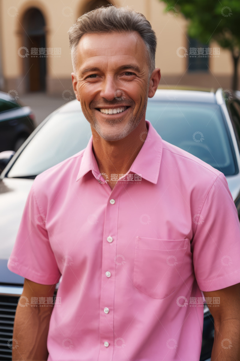 高清大图下载【趣麦麦图】户外微笑男士近景