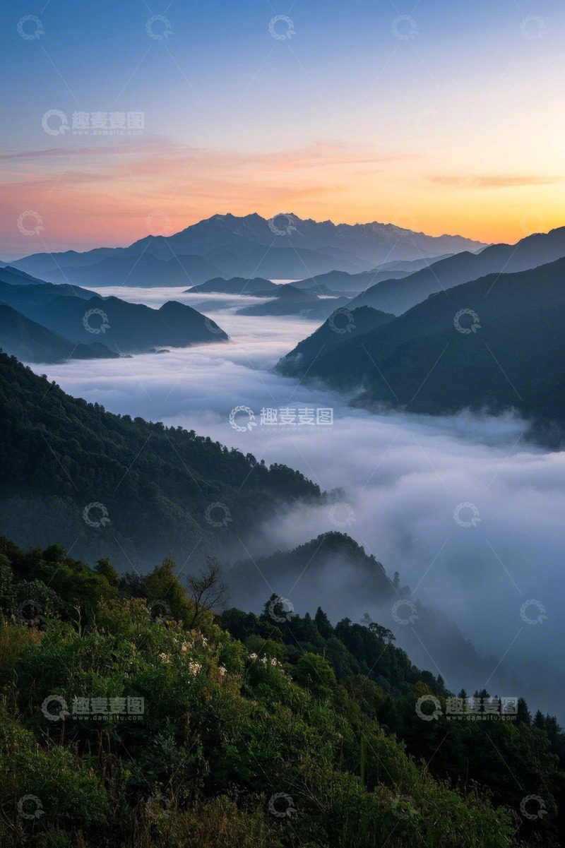 高清大图下载【趣麦麦图】山间云海日出自然风光