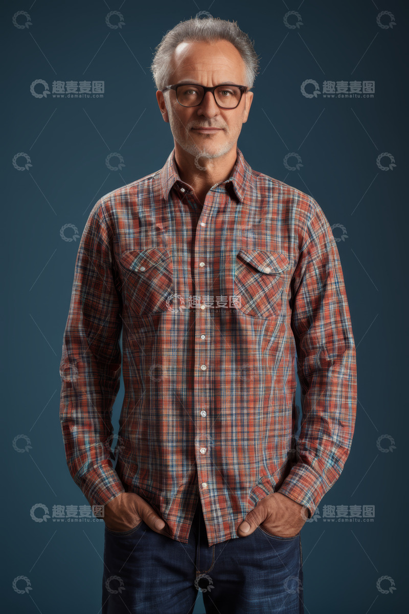 高清大图下载【趣麦麦图】穿着格子衬衫的成熟男性肖像