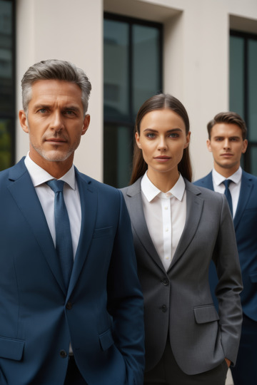 商务人士户外合影