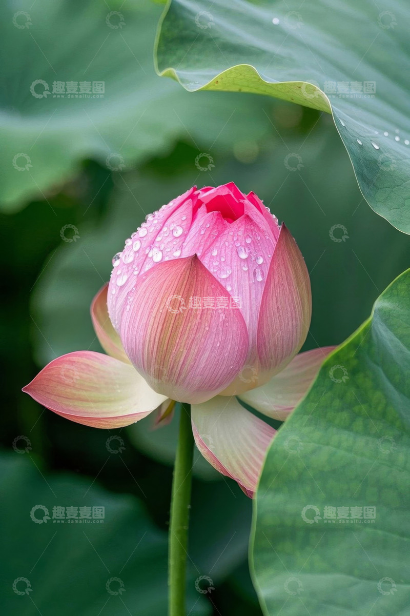 高清大图下载【趣麦麦图】带水珠的粉色荷花特写