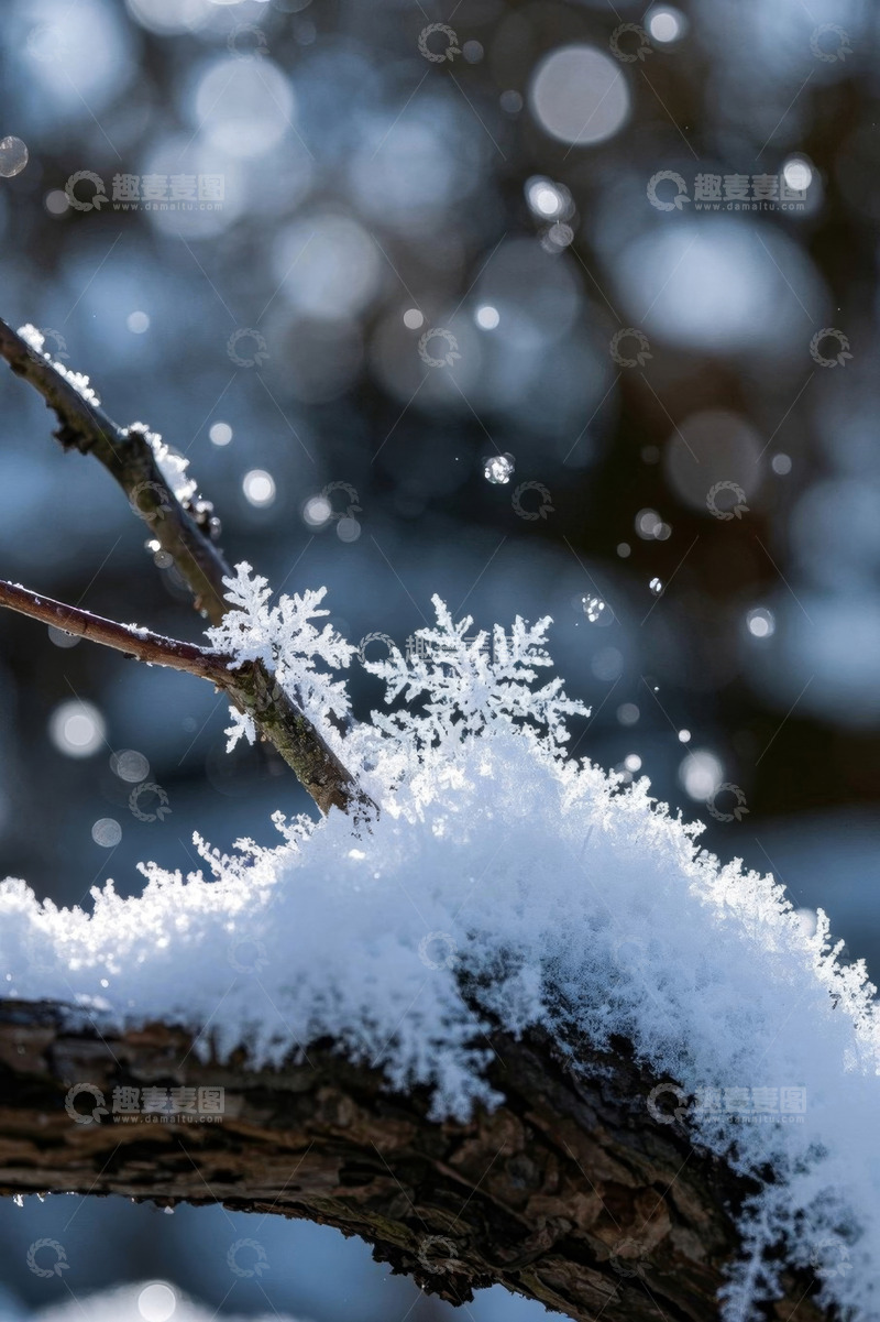 高清大图下载【趣麦麦图】枝头积雪特写